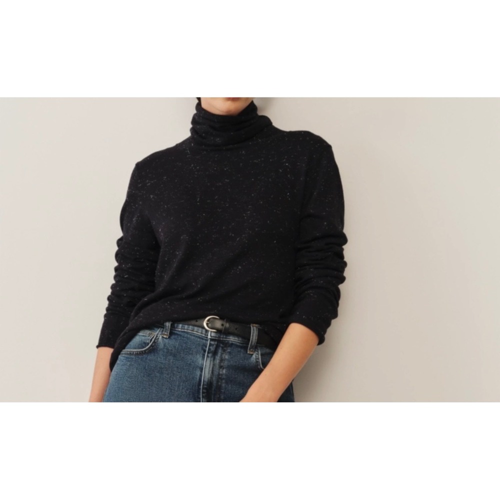 The White Company London Black Speckled Roll Neck Turtleneck Sweater NWT